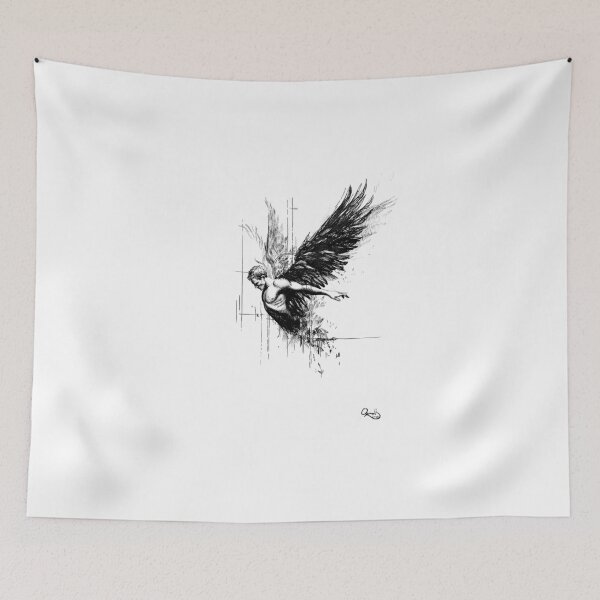 Item preview, Wings of the Unsaid, ink on paper, 2025, 21x29cm designed and sold by oanaunciuleanu.