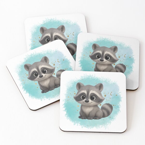 Item preview, Cute Raccoon on Turquoise fluffy effect background designed and sold by Fantacaroo Designs.