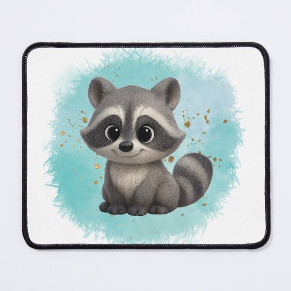 Item preview, Cute Raccoon on Turquoise fluffy effect background designed and sold by Fantacaroo Designs.