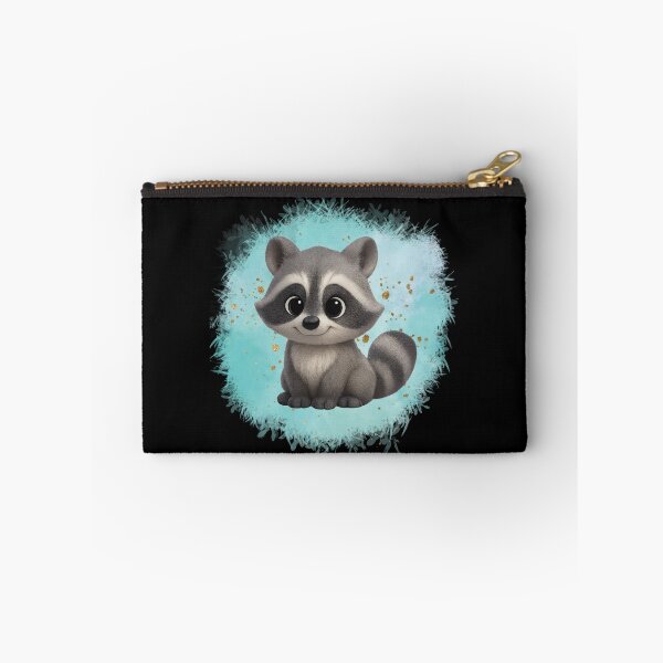 Item preview, Cute Raccoon on Turquoise fluffy effect background designed and sold by Fantacaroo Designs.