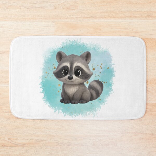 Item preview, Cute Raccoon on Turquoise fluffy effect background designed and sold by Fantacaroo Designs.