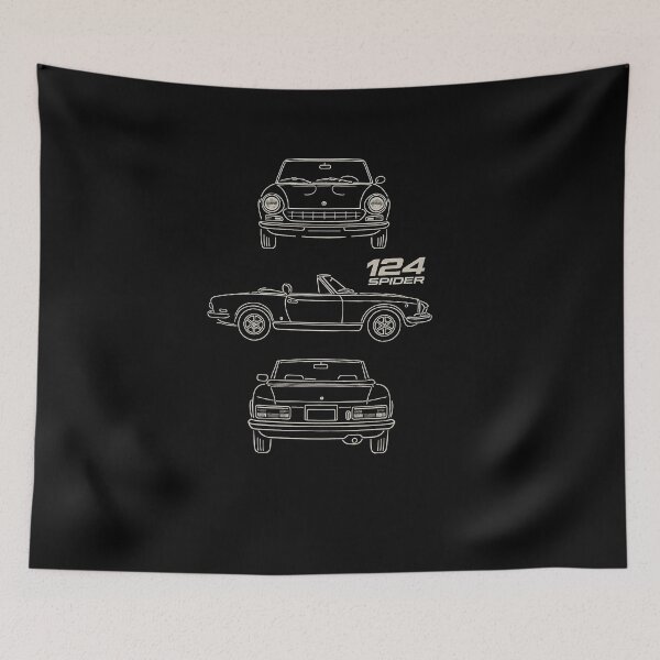 Item preview, Fiat 124 Spider Blueprint – Classic Italian Roadster Line Art Design designed and sold by TheArtOfCar.