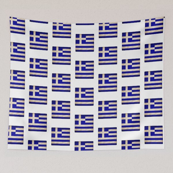 Item preview, Vintage Greece Flag Design – Retro Look – Square Motif designed and sold by KolbaVison.