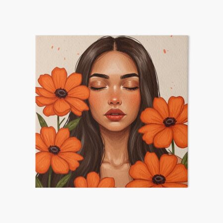 Serene Beauty - Floral Portrait Art Art Board Print