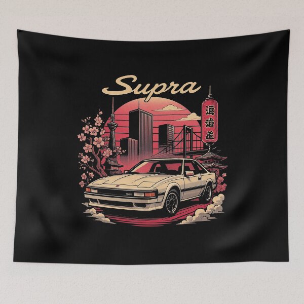 Item preview, 1986 Toyota Supra Japanese Retro Cityscape Art – JDM Sunrise Scene Illustration designed and sold by TheArtOfCar.
