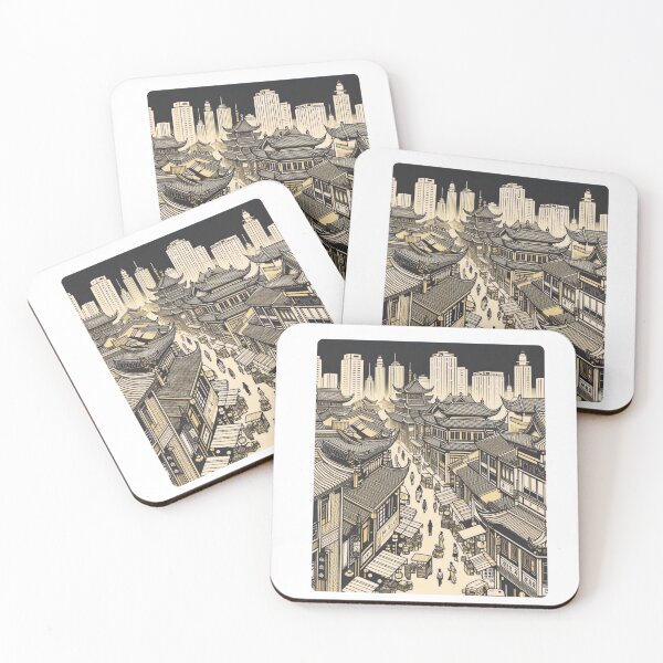 Item preview, China City Spotlight – AI 3D Vector Artwork with Overhead Camera View for Urban Clothing and Travel Accessories designed and sold by knalpot-design.