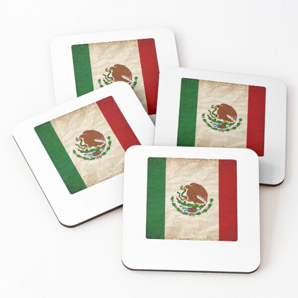 Item preview, Vintage Mexico Flag Design – Retro Look – Square Motif designed and sold by KolbaVison.