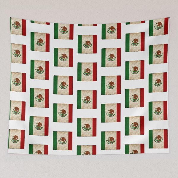 Item preview, Vintage Mexico Flag Design – Retro Look – Square Motif designed and sold by KolbaVison.