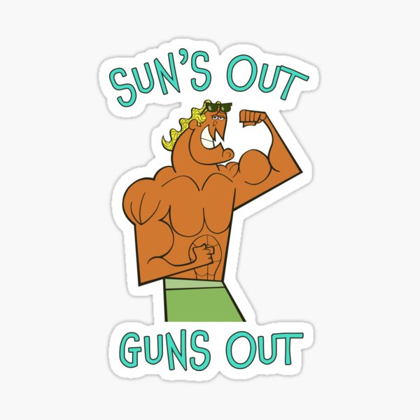 Item preview, Sun's Out Guns Out Quote Retro Cartoon Muscle Man designed and sold by CatchyCartoons.