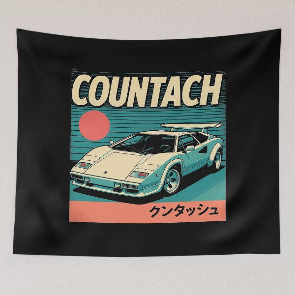 Item preview, Countach Retro Vaporwave Poster – 80s JDM-Style Supercar Artwork designed and sold by TheArtOfCar.