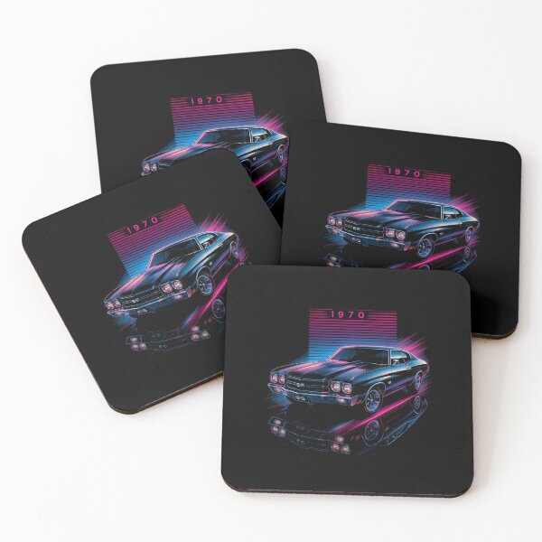 Item preview, 1970 Chevelle SS Neon Vaporwave Muscle Car Poster – Retro Synthwave Art Print designed and sold by TheArtOfCar.