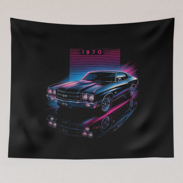 Item preview, 1970 Chevelle SS Neon Vaporwave Muscle Car Poster – Retro Synthwave Art Print designed and sold by TheArtOfCar.