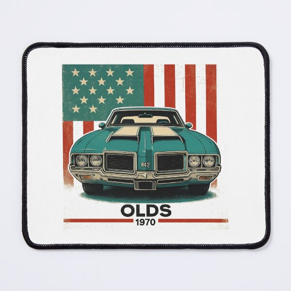 Item preview, 1970 Oldsmobile 442 American Muscle Car Poster – Vintage Patriotic Classic Car Art Print designed and sold by TheArtOfCar.