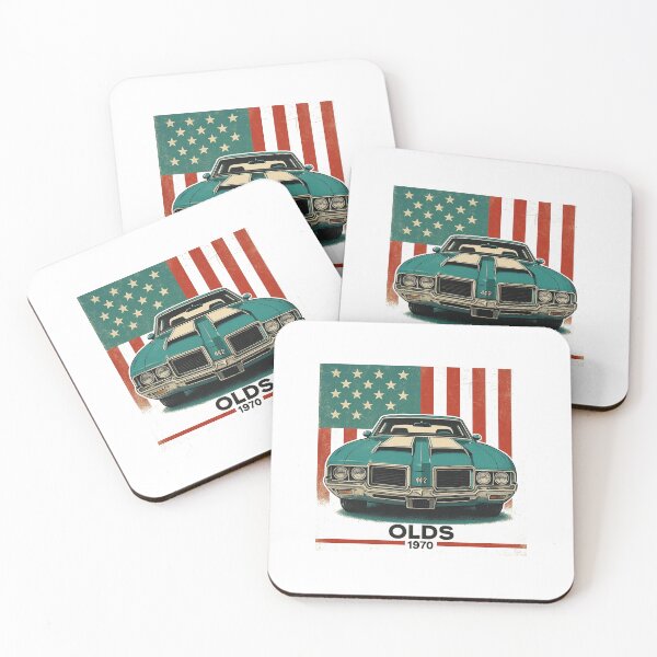 Item preview, 1970 Oldsmobile 442 American Muscle Car Poster – Vintage Patriotic Classic Car Art Print designed and sold by TheArtOfCar.