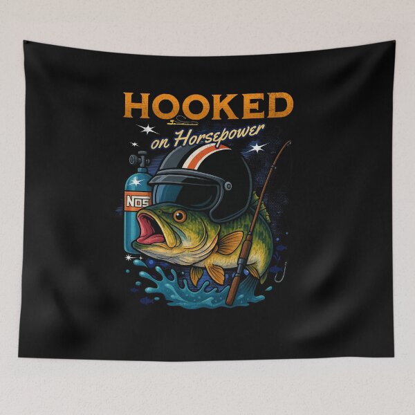 Item preview, Hooked On Horsepower Funny Fishing Racing Drag Boat Racing Drag Racing Fishermen Fish designed and sold by CarantinedChaos.