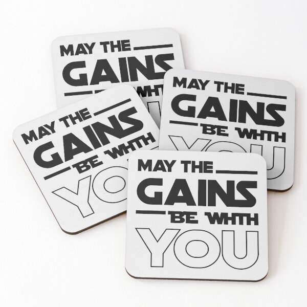 Item preview, May the gains be with you - inspirational bodybuilding saying  designed and sold by SkeletonsDanger.