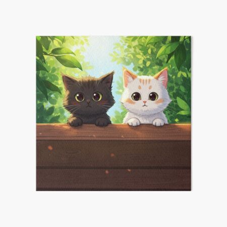 Adorable Kittens Peeking - Whimsical Cat Illustration Art Board Print