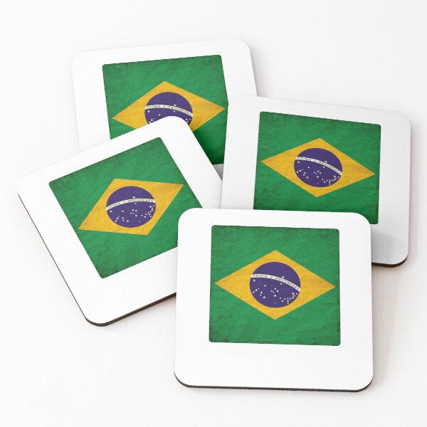 Item preview, Vintage Brazil Flag Design – Retro Look – Square Motif designed and sold by KolbaVison.