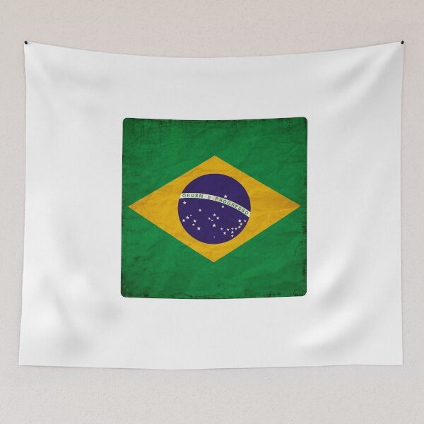 Item preview, Vintage Brazil Flag Design – Retro Look – Square Motif designed and sold by KolbaVison.