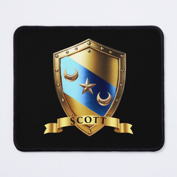 Item preview, Scott Scottish Pride Crest Saltire Shield with Noble Name Banner designed and sold by Highlandkings.