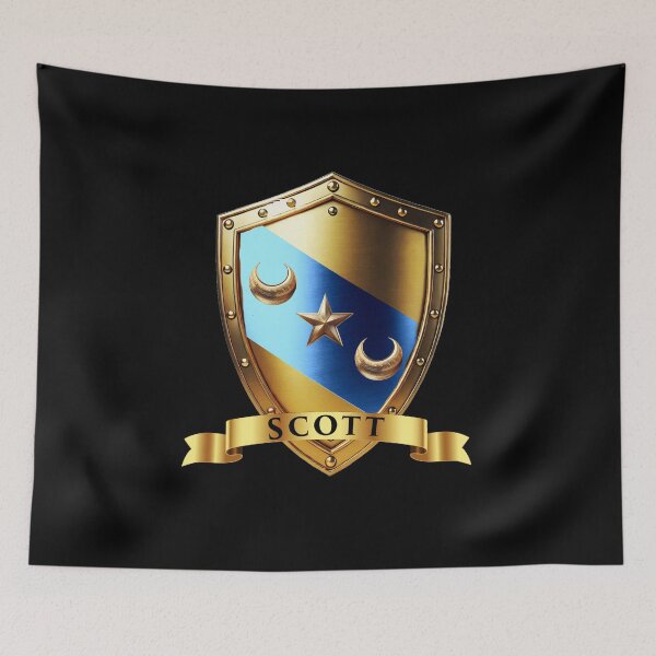 Item preview, Scott Scottish Pride Crest  Saltire Shield with Noble Name Banner designed and sold by Highlandkings.