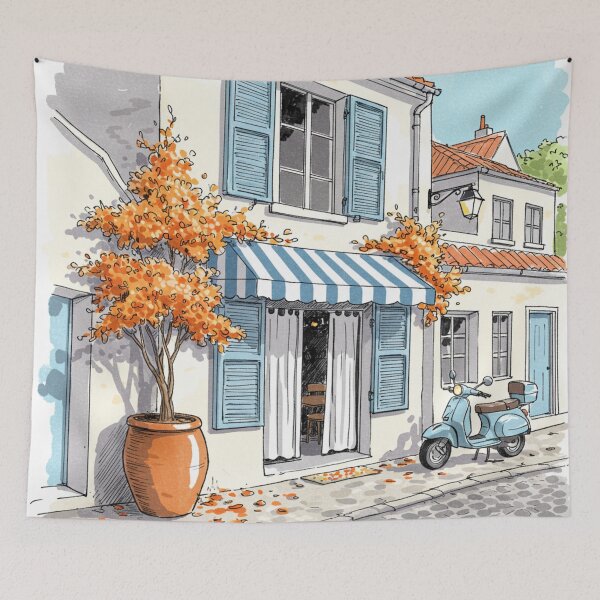 Item preview, Charming Café Street Scene - Floral Delight designed and sold by PhotiniaART.