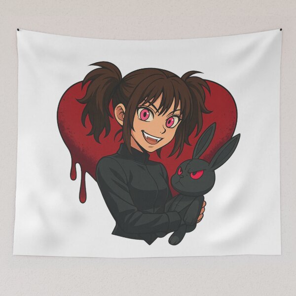 Item preview, Chaos in a Crimson Heart – Gothic Anime Girl & Cursed Plush designed and sold by Soft rot studio.