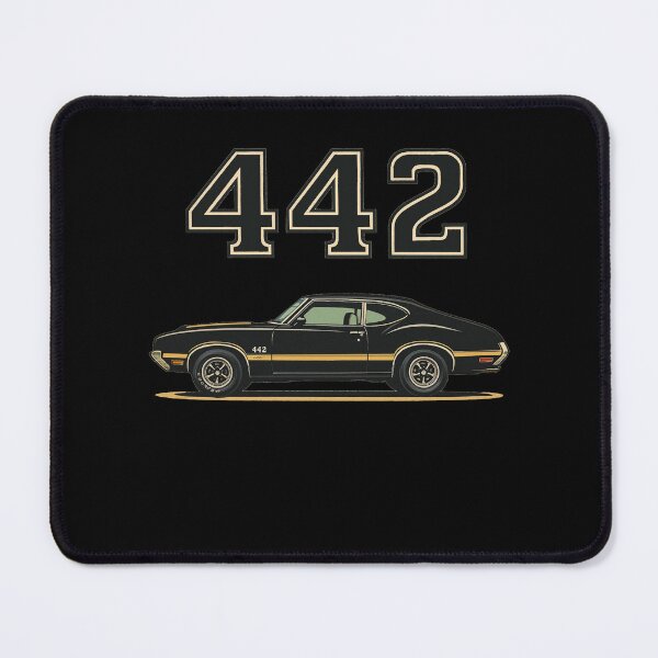 Item preview, Black Oldsmobile 442 Muscle Car Side Profile Poster – Retro Gold Trim Classic Car Art designed and sold by TheArtOfCar.