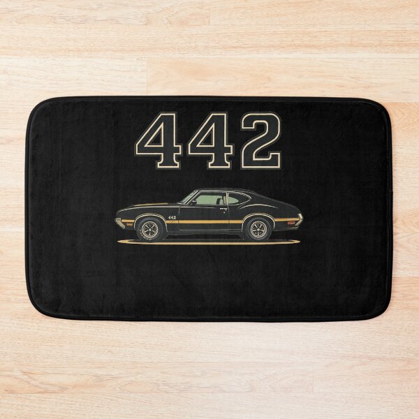 Item preview, Black Oldsmobile 442 Muscle Car Side Profile Poster – Retro Gold Trim Classic Car Art designed and sold by TheArtOfCar.