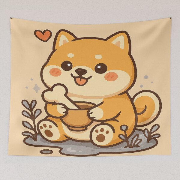 Item preview, "Shiba Love – Bone Bowl & Cuddles" designed and sold by GalenaDeco.