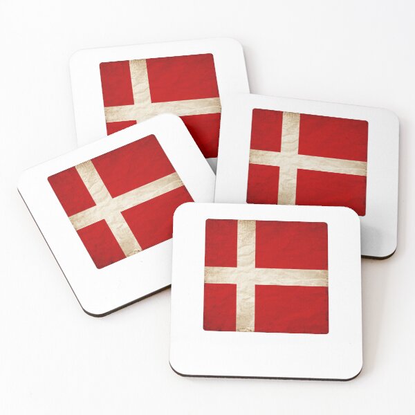 Item preview, Vintage Denmark Flag Design – Retro Look – Square Motif designed and sold by KolbaVison.