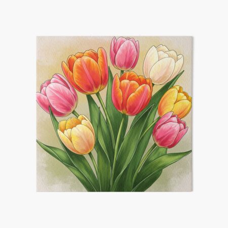 Vibrant Tulip Abstract Art - Floral Delight Art Board Print