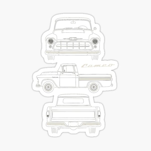 Item preview, 1957 Chevy Cameo Line Art – Classic Pickup Truck Blueprint Illustration designed and sold by TheArtOfCar.