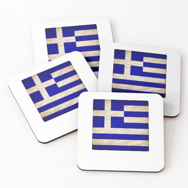 Item preview, Vintage Greece Flag Design – Retro Look – Square Motif designed and sold by KolbaVison.