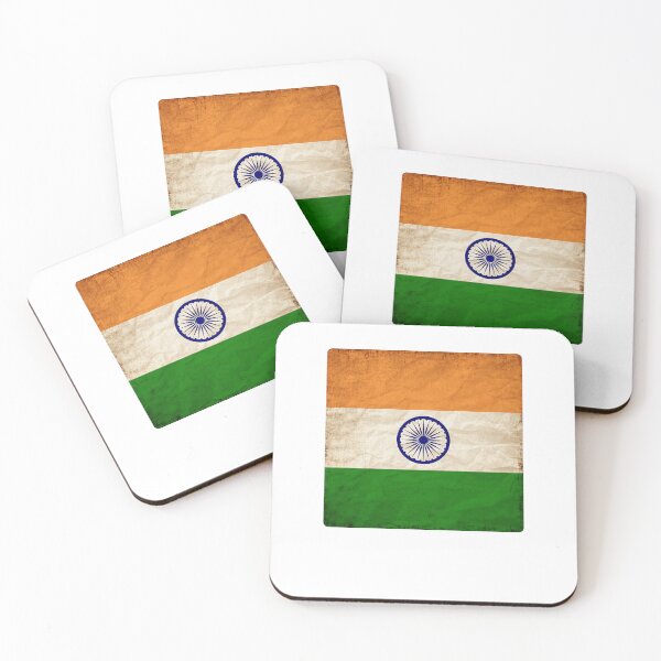 Item preview, Vintage India Flag Design – Retro Look – Square Motif designed and sold by KolbaVison.