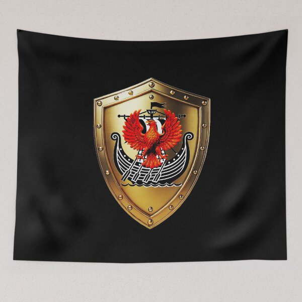 Item preview, MacDonald Warrior Shield  Phoenix of Flame and Viking Vessel designed and sold by Highlandkings.