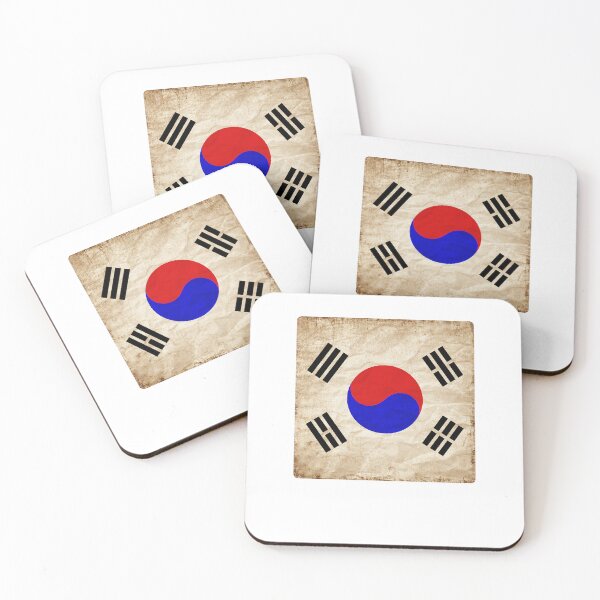 Item preview, Vintage South Korea Flag Design – Retro Look – Square Motif designed and sold by KolbaVison.