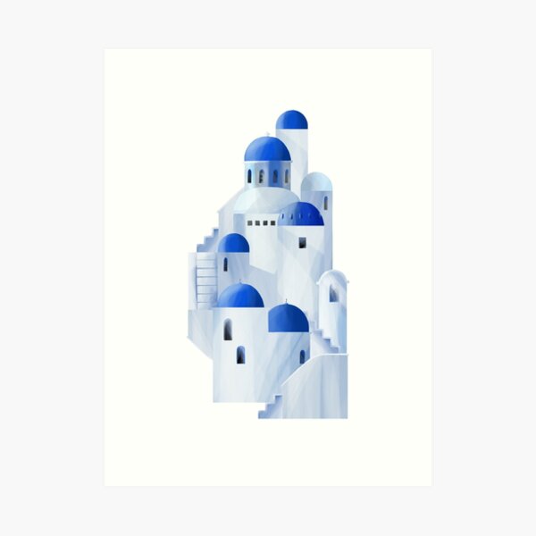 Isla de Santorini en Grecia Lámina artística