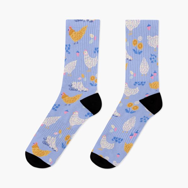 Item preview, Backyard Chickens on Periwinkle Blue designed and sold by latheandquill.