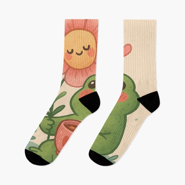Item preview, "Tea & Petals – The Frog and the Happy Flower" designed and sold by GalenaDeco.