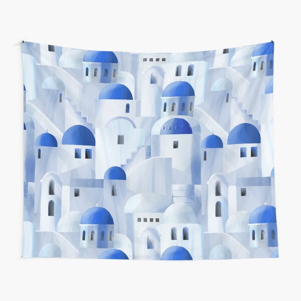 Isla de Santorini en Grecia Tela decorativa