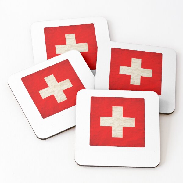 Item preview, Vintage Switzerland Flag Design – Retro Look – Square Motif designed and sold by KolbaVison.