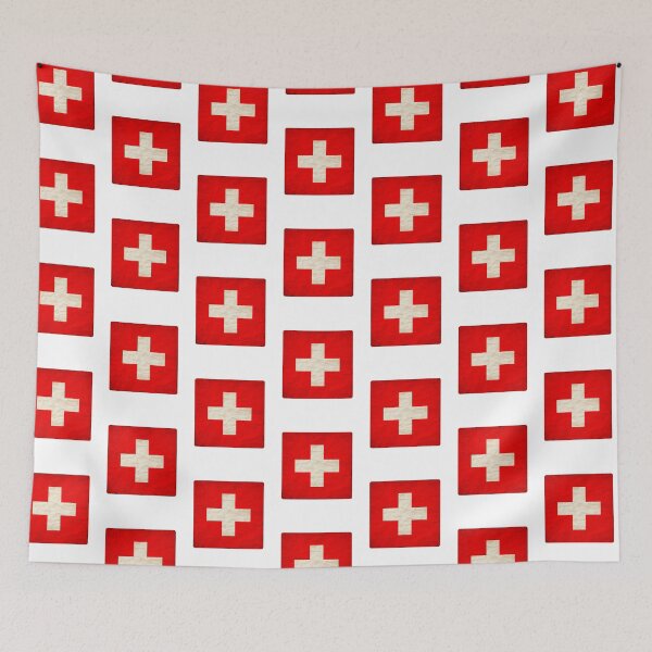 Item preview, Vintage Switzerland Flag Design – Retro Look – Square Motif designed and sold by KolbaVison.