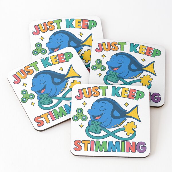 Item preview, Just Keep Stimming – Cute Blue Fish Autism Support Design designed and sold by BrokenCrownDesigns.