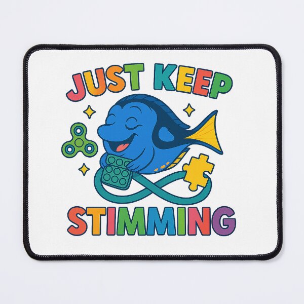 Item preview, Just Keep Stimming – Cute Blue Fish Autism Support Design designed and sold by BrokenCrownDesigns.