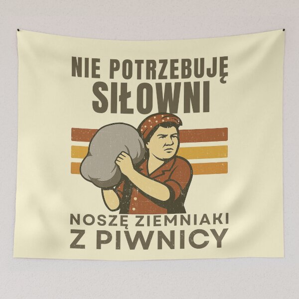 Item preview, Nie Potrzebuję Siłowni| Funny Polish Woman| Retro PRL Style| Distressed designed and sold by Anniko Art Studio.