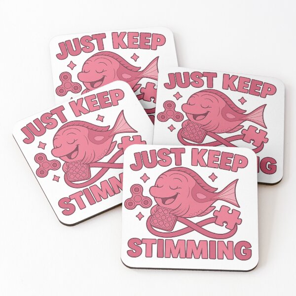 Item preview, Just Keep Stimming – Pink Autism Support Fish Design for Neurodivergent Joy designed and sold by BrokenCrownDesigns.