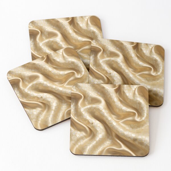 Item preview, Golden Satin Mosaic Texture – Elegant Irregular Tiles Fabric Design designed and sold by Majd-makansi.