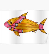 Pencil Animal Shark Poster