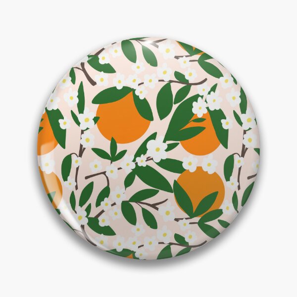 Artikelvorschau, Orangenblütenmuster – Zitrusfrüchte und weiße Blumen auf zartem Pfirsich entworfen und verkauft von dreamy-blooms.